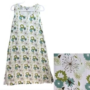 Windi River Floral Shift Maxi Dress M‎ Tank Sleeveless Slit Fairy Cottage Green